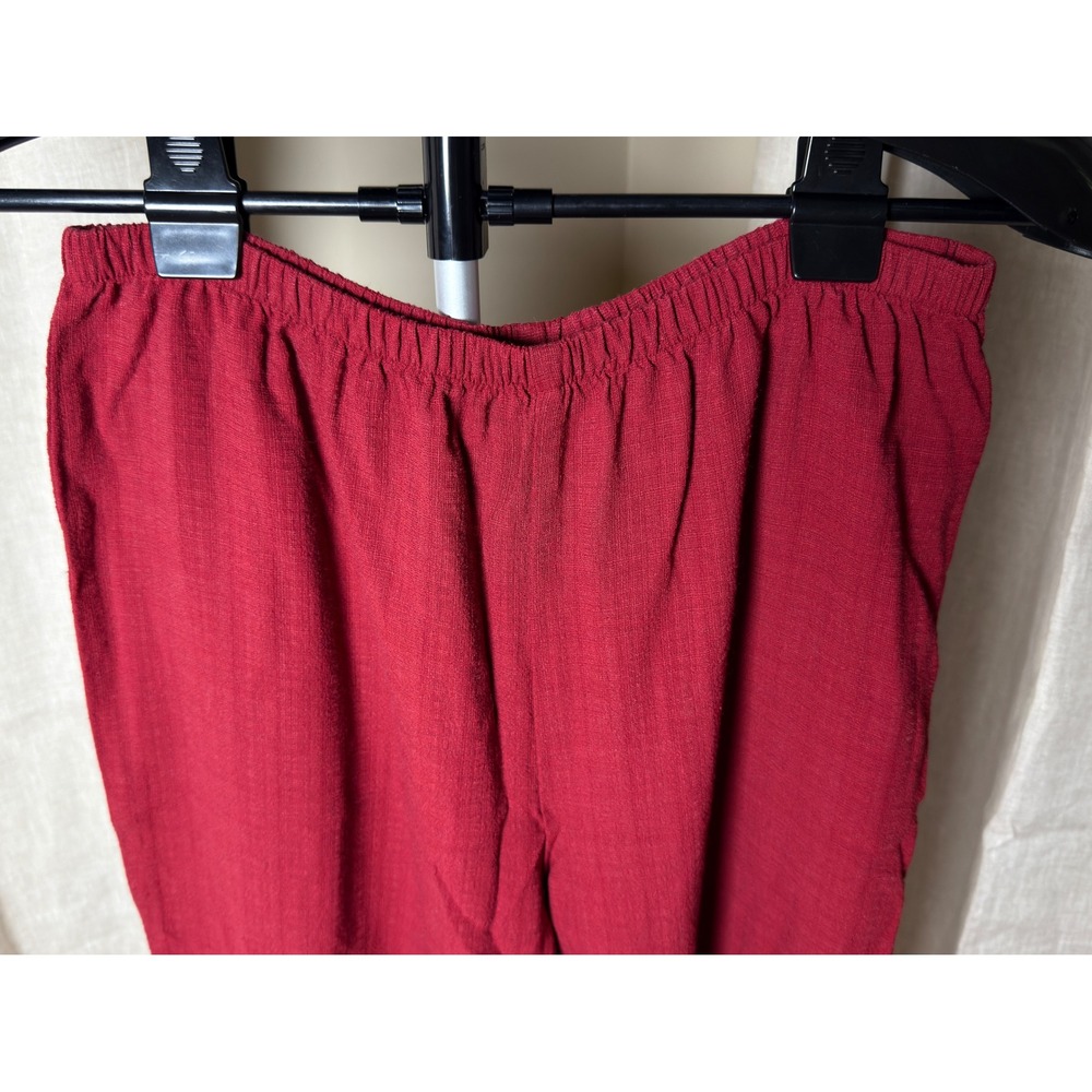 Eileen Fisher XS Red Italian Fabric Pull On Ankle Pants Made USA Vintage - Picture 4 of 6